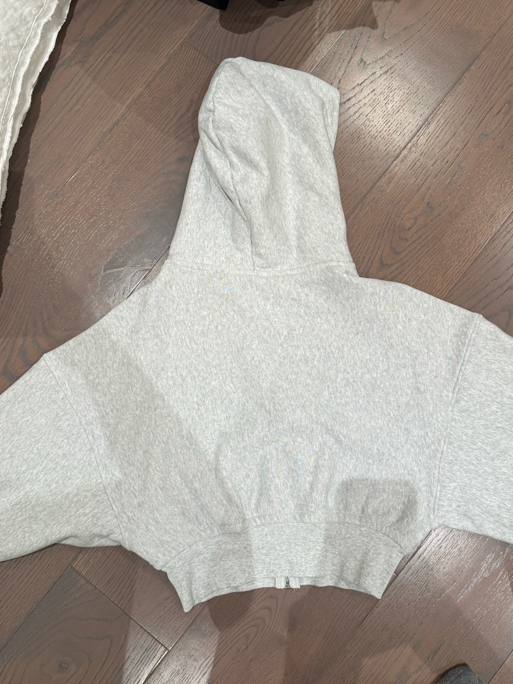 Alexander Wang Light Heather Gray Cropped Zip Hoodie - Picture 6 of 7